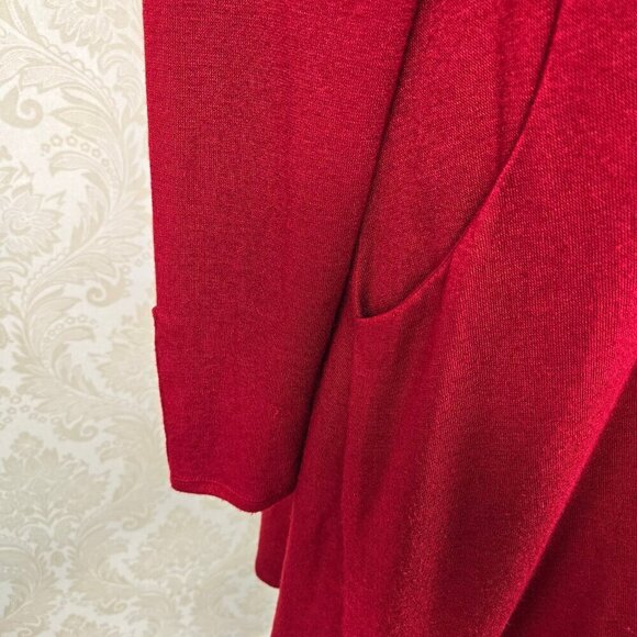 Chico’s Size 1 (US Med) Dark Red Swing Dress/Tunic Long Sleeve Pockets - Picture 4 of 14